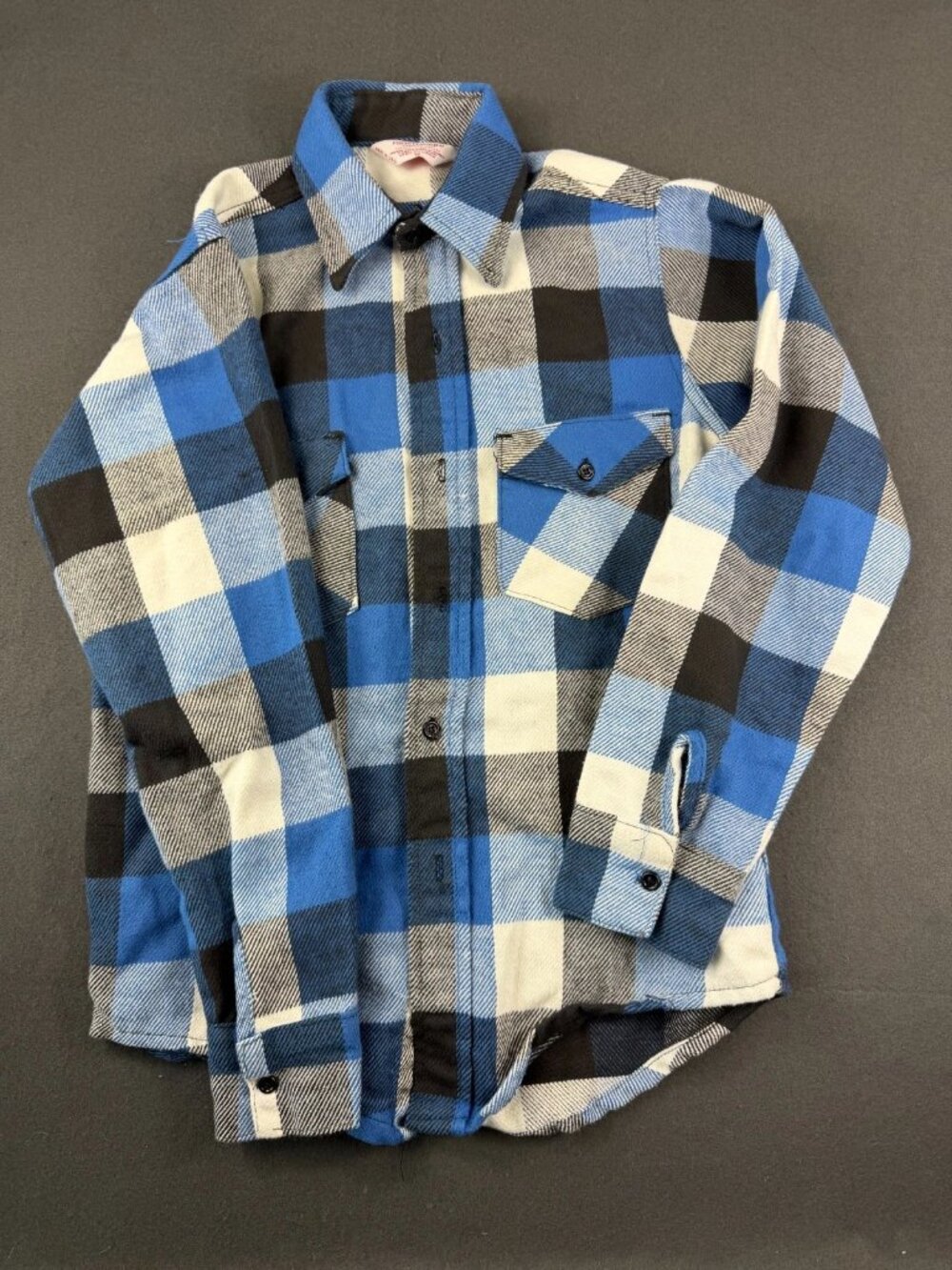 Vintage Frostproof Mens Blue Button Up Shirt Long Sleeve Buffalo Check Flannel S